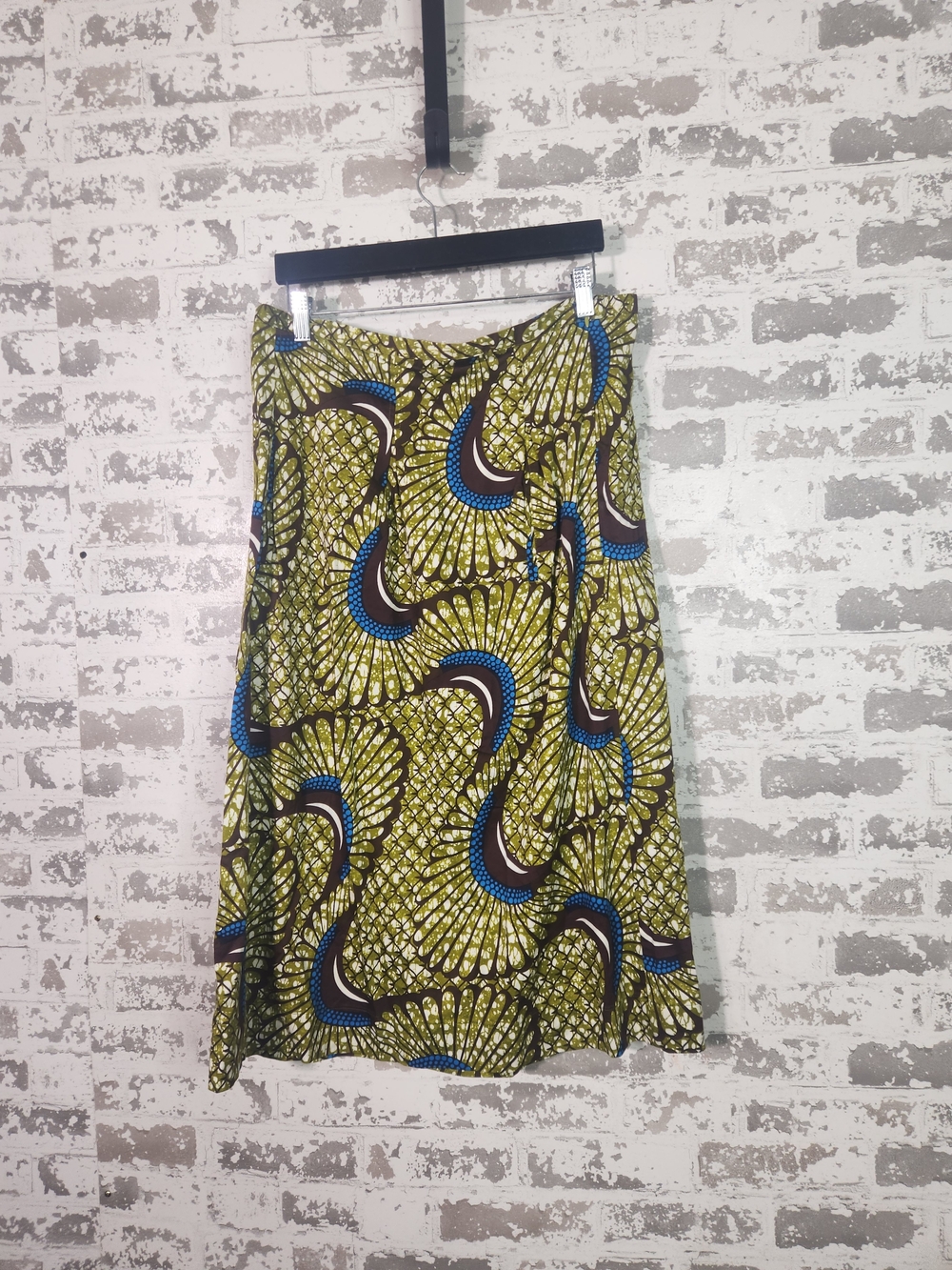 Soft Surroundings African Wax Style Fan Print Midi Skirt